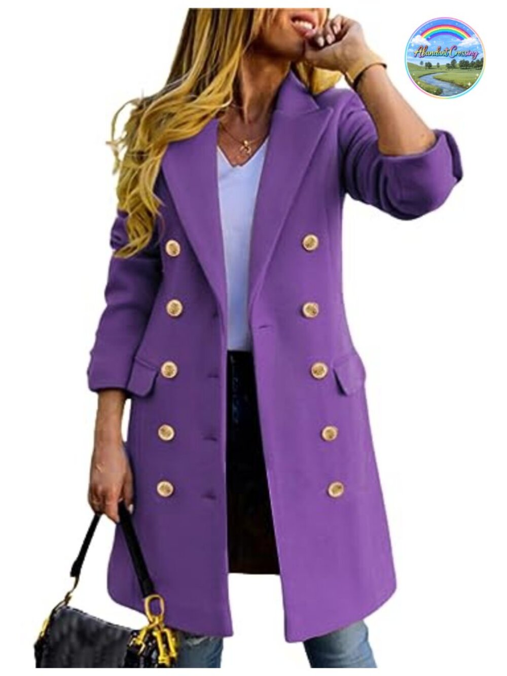 Wool Blend Double Breasted Midi Peacoat Trench Coat